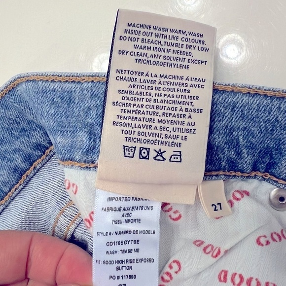 Alice + Olivia AO.LA Good highrise exposed button lightwash distressed jeans, 27 - Picture 5 of 15